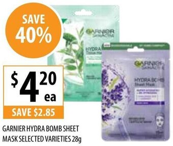 Garnier Hydra Bomb Sheet Mask Selected Varieties 28g