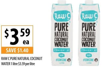 Supabarn Raw C Pure Natural Coconut Water 1 Litre offer