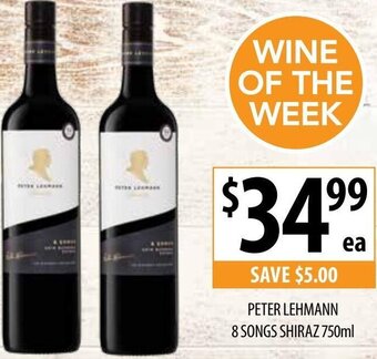 Supabarn Peter Lehmann 8 Songs Shiraz 750ml offer