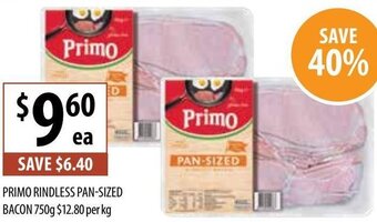 Supabarn Primo Rindless Pan-Sized Bacon offer