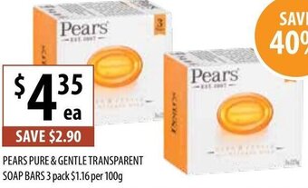Supabarn Pears Pure & Gentle Transparent Soap Bars 3 PAck offer