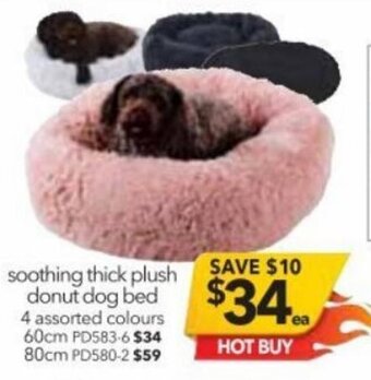 Cheap as Chips Soothing Thick Plush Donut Dog Bed offer