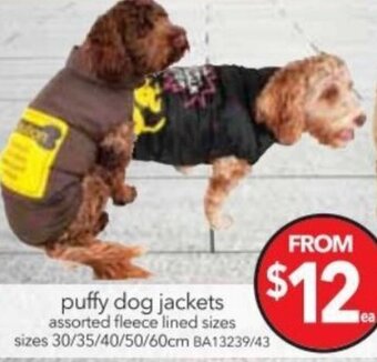 Cheap as Chips Puffy Dog Jackets offer