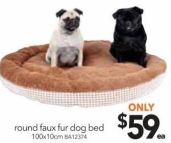 Cheap as Chips Round Faux Fur Dog Bed 100x10cm offer