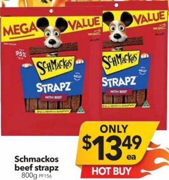 Cheap as Chips Schmackos Beef Strapz 800g offer