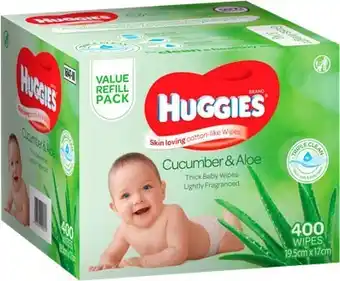 BIG W Huggies 400-Pack Wipes - Cuc & Aloe offer