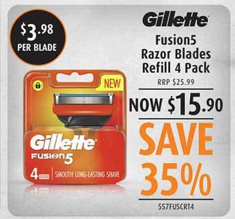 Shaver Shop Gillette fusion5 razor blades refill 4 pack offer