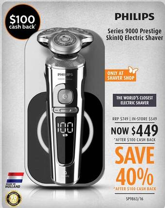 Shaver Shop Philips series 9000 prestige skiniq electric shaver offer