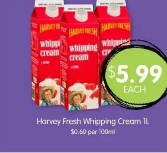 Spudshed Harvey fresh whipping cream offer