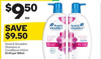 Woolworths Head & shoulders shampoo or conditioner 660ml offer