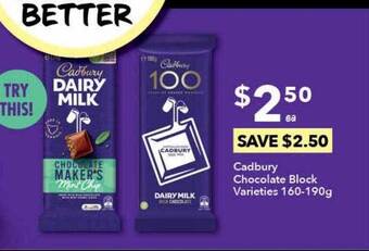 Ritchies Cadbury chocolate block varieties offer