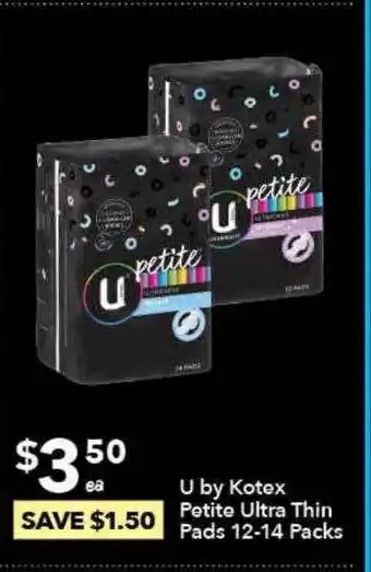 Ritchies U by kotex petite ultra thin pads 12-14 packs offer