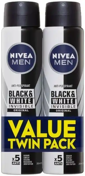 BIG W Nivea men invisible for black & white anti-perspirant 2 pack offer