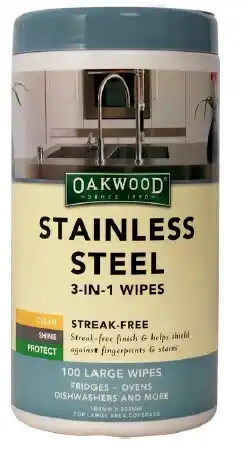 Oakwood 100-pack stainless steel or leather wipe varieties