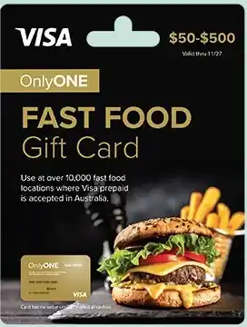 BIG W Onlyone visa fast food $50-500 gift card offer