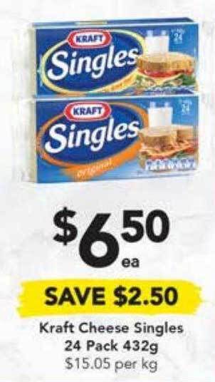 Drakes Kraft cheese singles 24 pack 432g offer