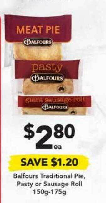 Drakes Balfours traditional pie, pasty or sausage roll 150g-175g offer