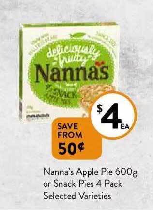 Foodworks Nanna's apple pie or snack pies offer