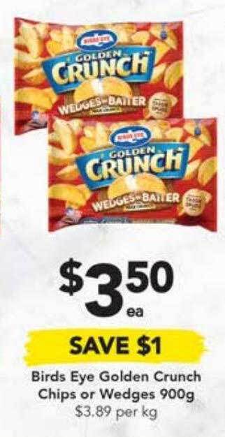 Drakes Birds eye golden crunch chips or wedges 900g offer