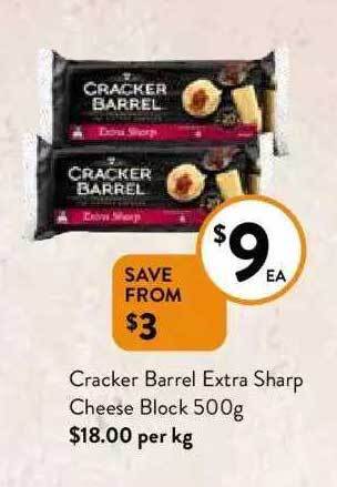 Foodworks Cracker barrel extra sharp cheese block offer