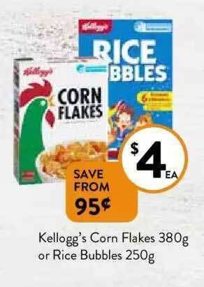 Foodworks Kellogg's corn flakes or rice bubbles offer