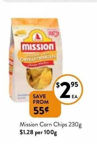 Foodworks Mission corn chips offer