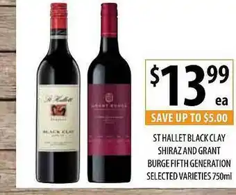 Supabarn St hallet black clay shiraz and grant burge fifth generation offer