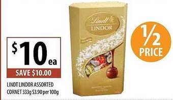Supabarn Lindt lindor assorted cornet 333g offer