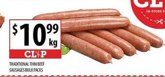 Supabarn Traditional thin beef sausages bulk packs offer