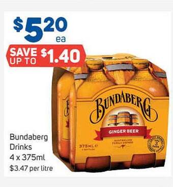 Foodland Bundaberg drinks 4 x 375ml offer