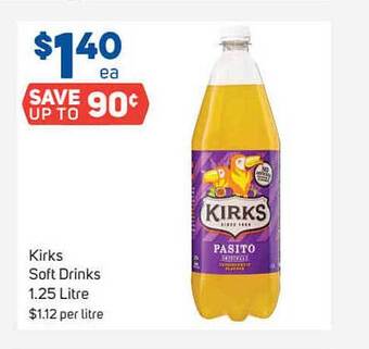 Foodland Kirks soft drinks 1.25 litre offer