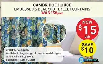 Cambridge house embossed & blackout eyelet curtains
