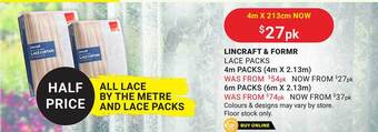 Lincraft Lincraft & formr lace packs offer