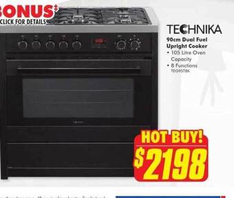 The Good Guys Technika 90 cm dual fuel upright cooker offer