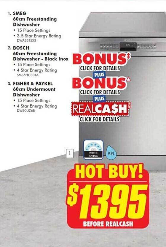 Smeg 60 cm freestanding dishwasher, bosch 60 cm freestanding dishwasher