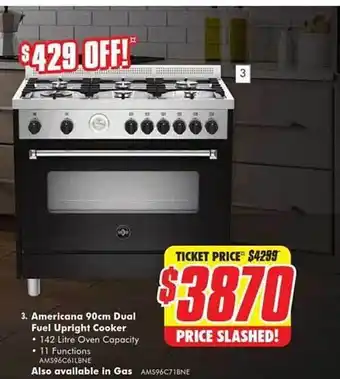 The Good Guys Americana 90 cm dual fuel upright cooker offer