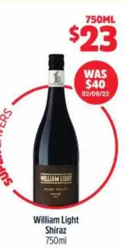 BWS William light shiraz offer