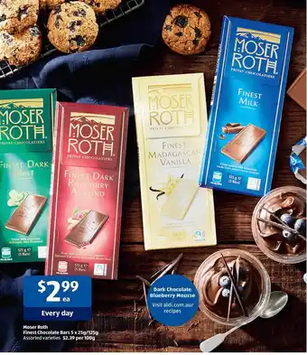 ALDI Moser roth finest chocolate bars offer