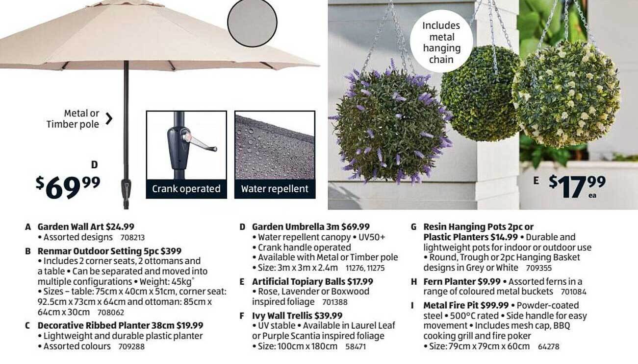 Garden wall art, renmar outdoor setting 5 pc, decorative ribbed planter