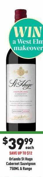 Liquor Legends Orlando st hugo cabernet sauvignon & range offer
