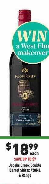 Liquor Legends Jacobs creek double barrel shiraz offer