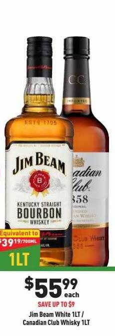 Liquor Legends Jim beam white canadian club whisky offer