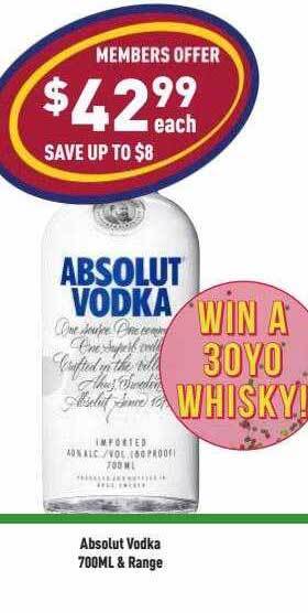Liquor Legends Absolut vodka & range offer