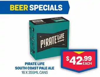 Bottlemart Pirate life south coast pale ale 16 x 355ml cans offer