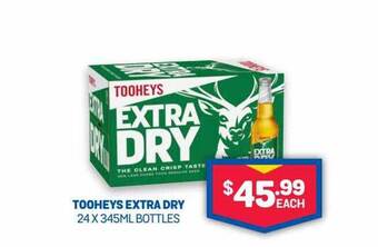 Bottlemart Tooheys extra dry 24 x 345ml bottles offer
