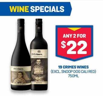 Bottlemart 19 crimes wines 750ml offer