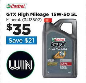 Repco Castrol gtx high mileage 15w-50 5l offer