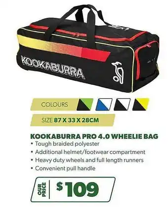 Kookaburra pro 4.0 wheelie bags