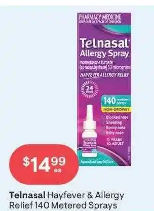 Discount Drug Stores Telnasal hayfever & allergy relief 140 metered sprays offer