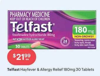Discount Drug Stores Telfast hayfever & allergy relief 180mg 30 tablets offer